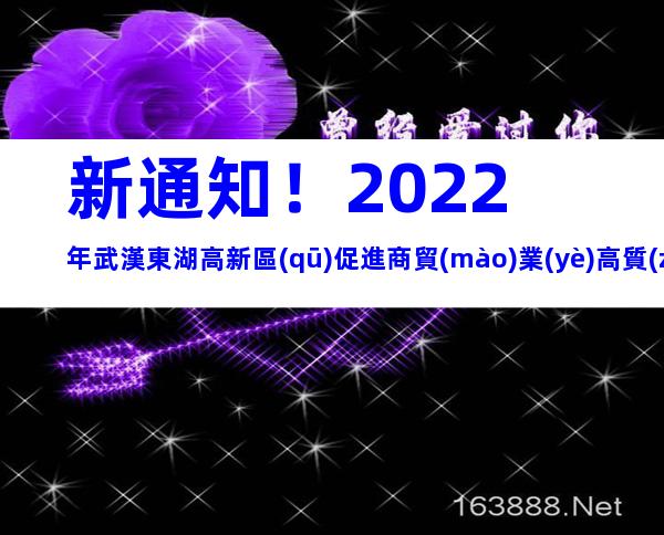 新通知！2022年武漢東湖高新區(qū)促進商貿(mào)業(yè)高質(zhì)量發(fā)展專項資金申報時間、條件